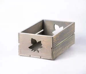 Empty decorative wooden crate isolated on white