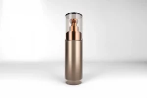 Elegant Bronze Cosmetic Bottle with Transparent Cap