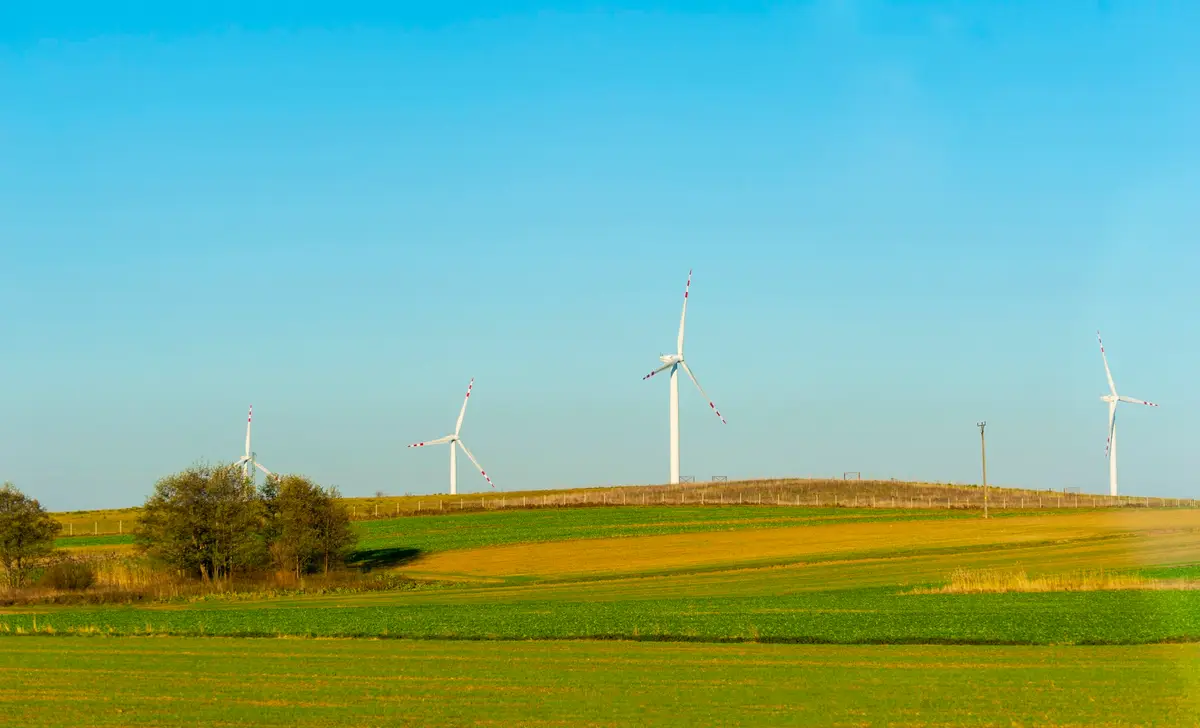 Parc éolien dans un paysage